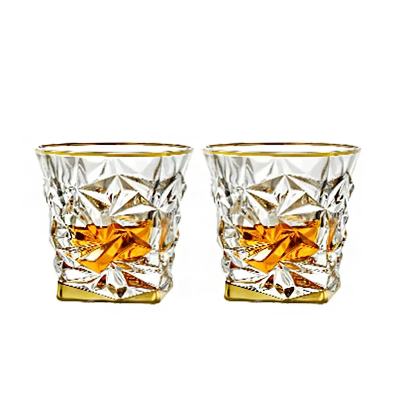 Wine Beer Pairing - Kristal cam altın boyalı viski bardağı,