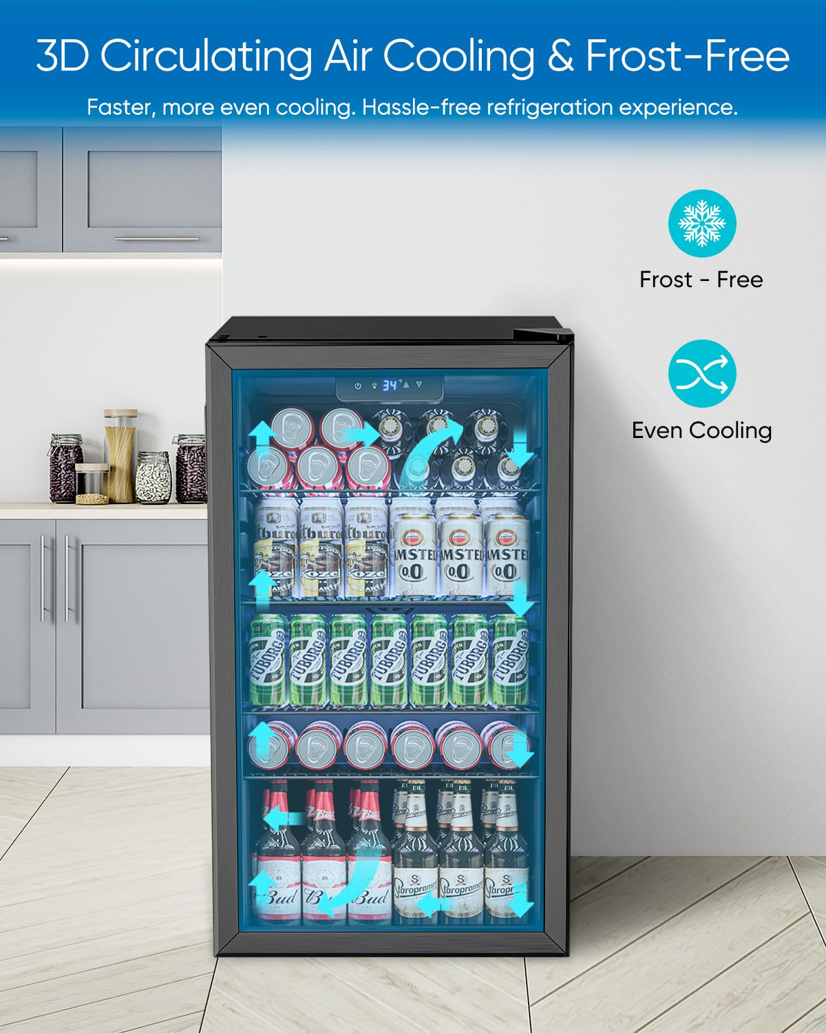 3.2 Cu.Ft Cam Kapılı Mini Buzd - Wine Beer Mini Fridge incelemesi ve fiyatı